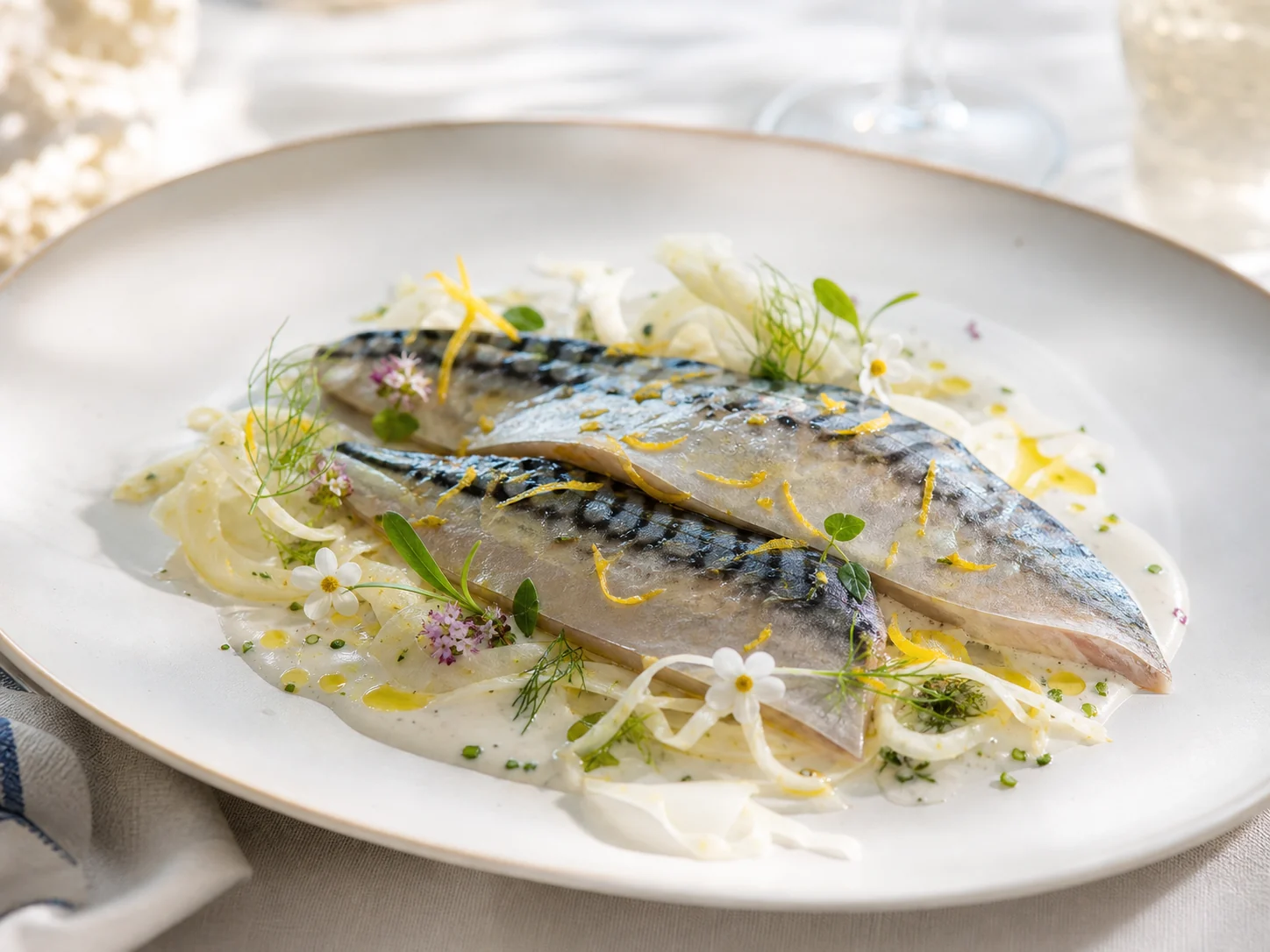 Maquereaux marinés crème au prosecco